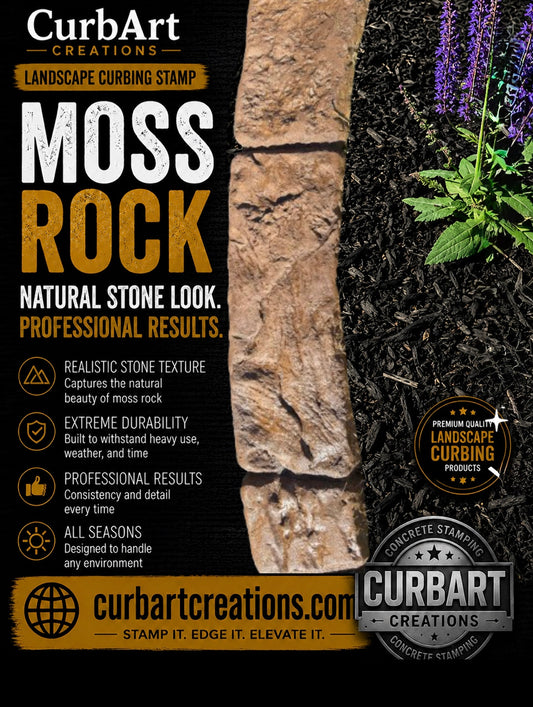 Natural Moss Rock Concrete Stamp- realistic Stone Texture for Decorative Curbing & Vertical concrete