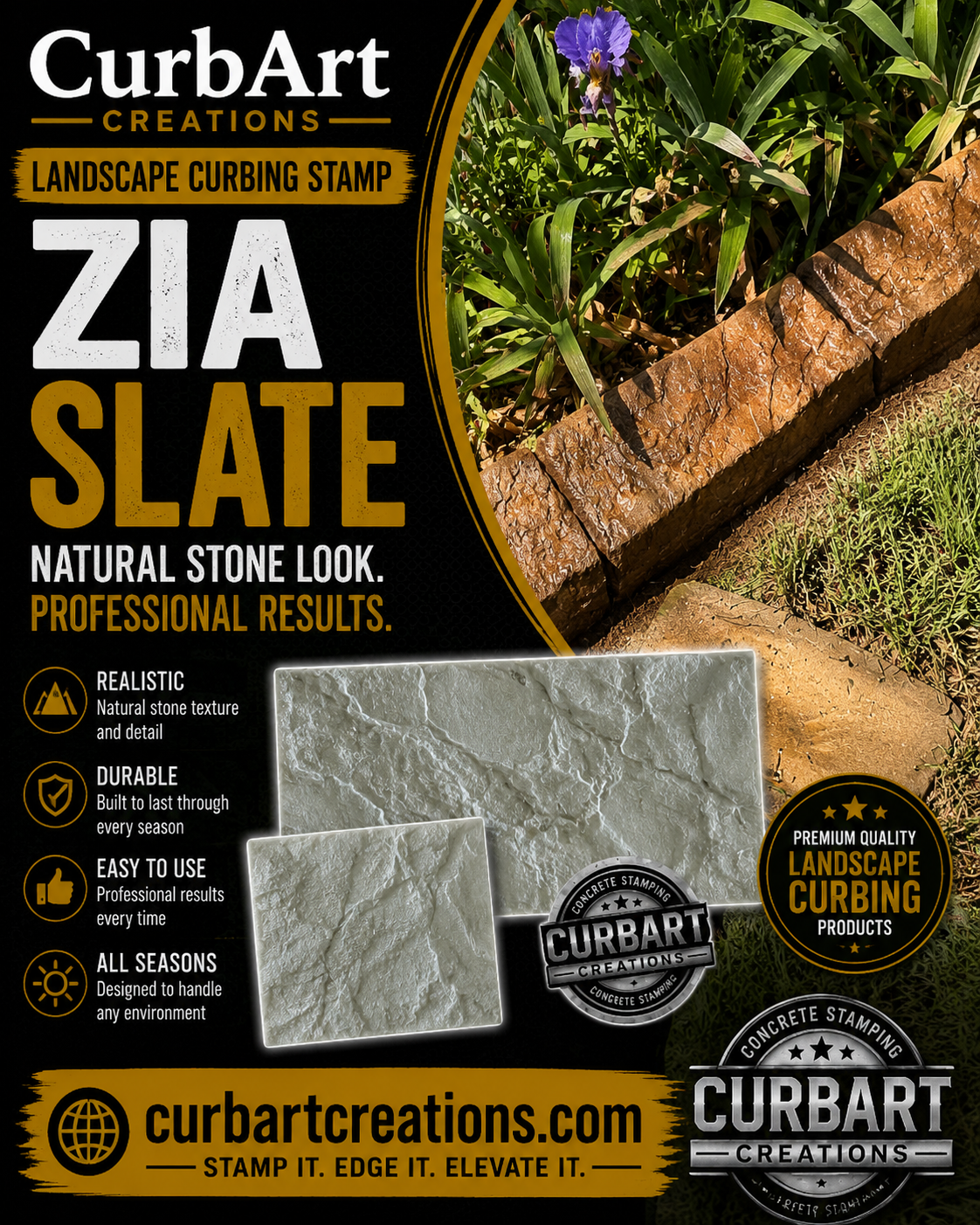 Zia Slate landscape curbing stamp