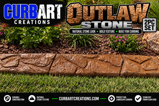 Outlaw stone 2-piece landscape curbing stamp set natural stone texture finished concrete curb
